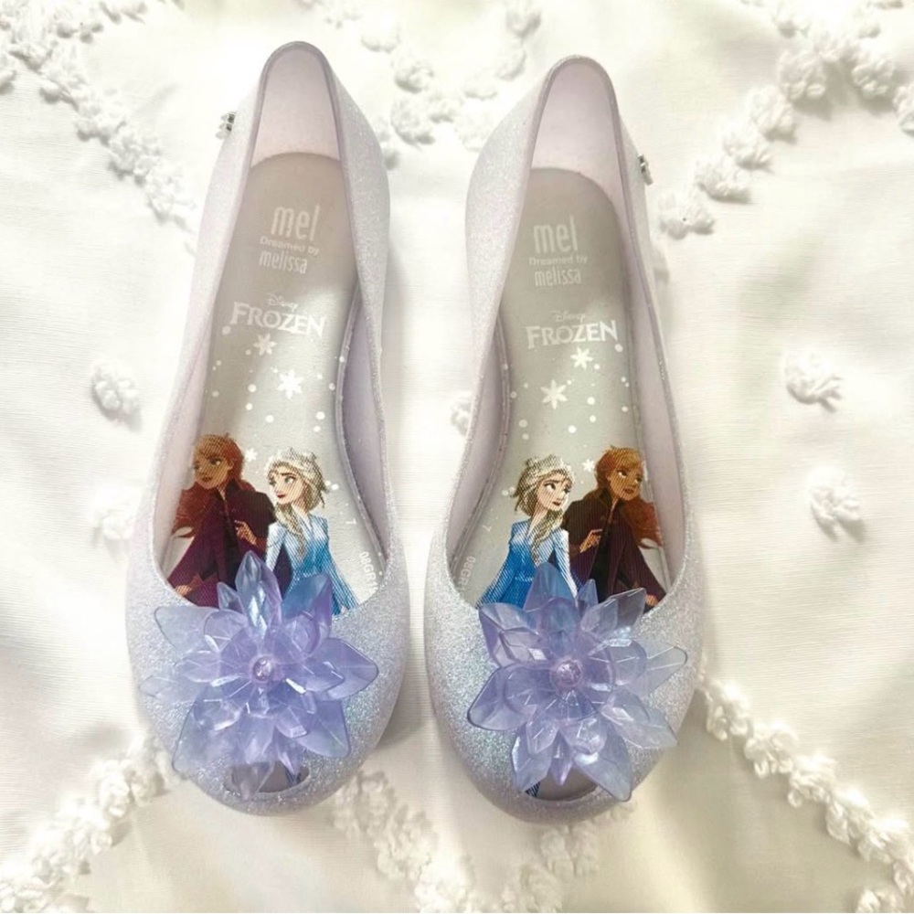 Mini Melissa Frozen Kids Dress Shoes in Purple and White